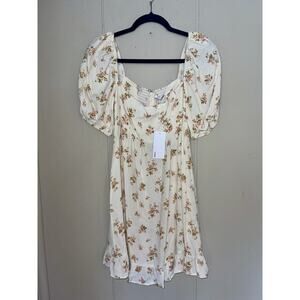 Reformation Cream Floral Mini Dress